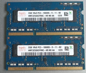 4Gb Hynix 1Rx8 PC3 10600S-9-11-B2 Sodimm Laptop Memory (2 x 2Gb Modules) - Picture 1 of 2