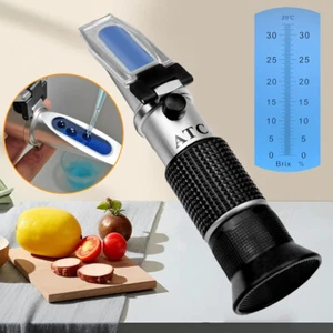 0-32% Refraktometer Zuckergehalt Messgerät Winzer Wein Alkohol Obst ATC Tester - Bild 1 von 12