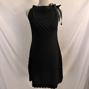 Vintage PLEATS MODE ET Black dress Size MEDIUM Womens Chevron - Picture 1 of 8