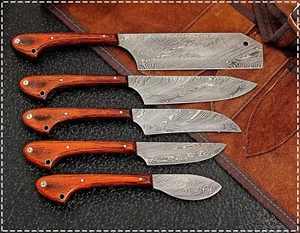 CUSTOM HAND FORGED DAMASCUS STEEL CHEF KNIFE SET KITCHEN KNIVES SET WITH ROL BAG - Picture 1 of 5