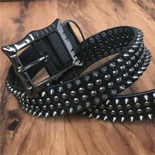 Genuine Leather Heavy Metal Rivet Punk Belts For Men Rock Cowboy Belt Men Waist