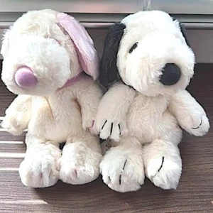 Peanuts Snoopy Plush Toy Pink & Gray Pair Yurukuta Snoopy Museum Tokyo Limited - Picture 1 of 2
