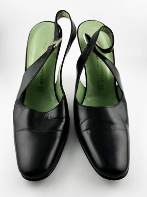 Sigerson Morrison | Black Leather Slingback Heels | Size 7.5 | Vintage - Image 1 of 4