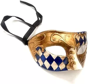 Mens Masquerade Mask Venetian Handmade Hand paint Eye Mask Dress up Birthday - Picture 1 of 35