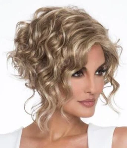 Women Wig Fashion Natural Curls Ash Blonde Short Curly Hair Ladies Party Wig - Picture 1 of 6