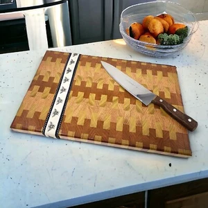 Cutting Board Hardwood End Grain Charcuterie Butcher block 17.25" X 10.5"X 1.5" - Picture 1 of 17