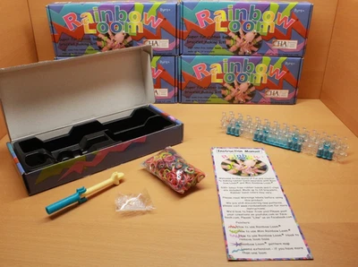 批量 5 件 彩虹织机 橡胶表带 手镯 制作套件 工艺品 儿童爱好 — 第 1/4 张图片