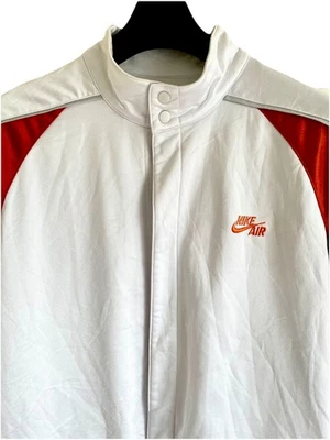 Vintage NIKE Air 90s Lined Basketball Warmup Popper Coach Jacket L White Orange - Image 1 of 4