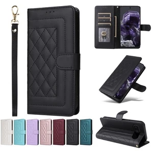 For Google Pixel 9 Pro Xl 9A 8 Pro 8A 7 Wallet Case Wrist Strap Flip Stand Cover - Picture 1 of 17