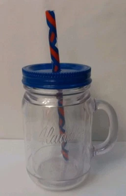 Aladdin Mason Jar Tumbler Travel Mug Insulated 16oz  Clear Plastic Blue Lid - Image 1 of 4