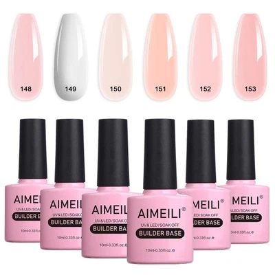 AIMEILI 8 in 1 Builder Nail Gel Set, Sheer Color Builder Base Nail Strengthen...