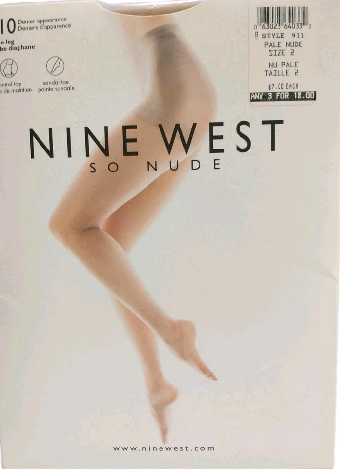 Nuevas Pantimedias Top Nine West So Nude Control Talla 2 Alto Pie de Sandalia Pálido Desnudo Foto 1 de 4