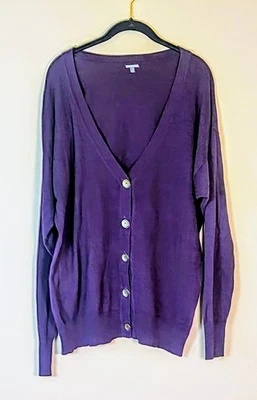 Charlotte Russe Cardigan Sweater  Size XL Purple Button Up V-neck Cardigan  - Image 1 of 4