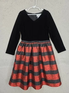 Vestito da festa in velluto nero per bambina taglia 12 gonna in taffetà rosso fard natalizio - Foto 1 di 12