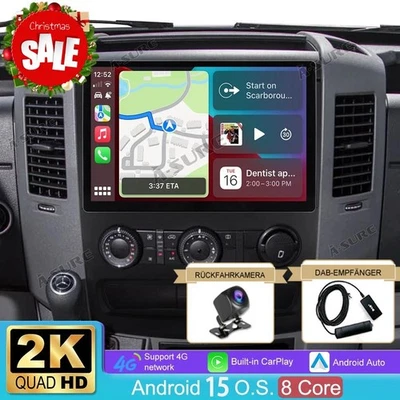 A-SURE DAB+2K 8-Core 64G Android 15 Autoradio Kam Für Mercedes Sprinter B906 2006-2016