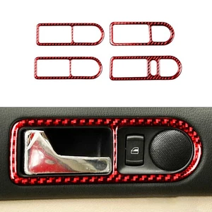 Car Door Handle Panel A Trim Carbon Fiber For VW Golf4 GTI Jetta MK4 1999-04 RED - Picture 1 of 12