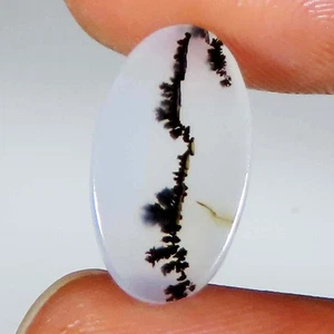 3.85 Cts Natural Scenic Dendritic Agate Oval Cabochon Gemstone 8x15x2 mm GIA_38 - Picture 1 of 7