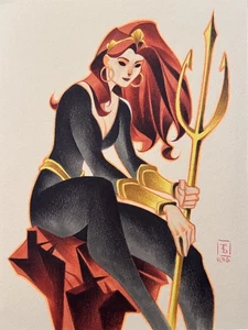 MERA - 8X11" ORIGINAL PINUP KUNST VON FAMOUR DC MARVEL KÜNSTLER THONY SILAS - Bild 1 von 2