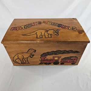 Vintage 1980 Solid Wood Hand Crafted Toy Chest Nathans Treasures 20×11×10 READ⬇ - Picture 1 of 18