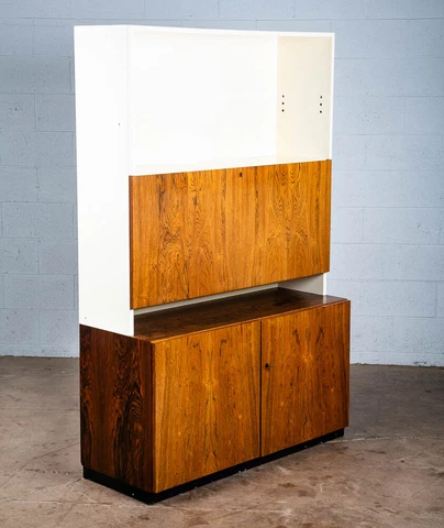 Mid Century Danish Modern Credenza Hutch Cabinet Rosewood Locking White Vintage Cover