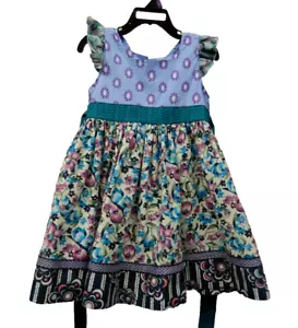 Matilda Jane Platinum size 8 Dress Loves Me Floral Blue Pink - Picture 1 of 6