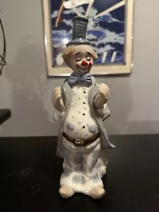 Vintage Porcelain Blue Classic Clown Circus Figurine Hand Painted Statue - Picture 1 of 5