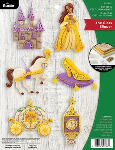 Bucilla Glass Slipper Felt Applique Ornament Kit ~ Set of 6 Ornaments - Picture 1 of 1