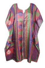 Boho Mid Calf Kaftan Dress Beach Coverup Printed Resortwear Housedress Caftan 3X