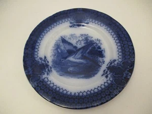 Antique 1800s V & B Villeroy Boch India Plate Bird Pattern Deep Cobalt Glaze - Picture 1 of 9
