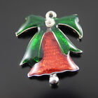 Christmas Charm Enamel Bell Gift Box Hat Santa Claus Pendant Xmas Jewellery Diy