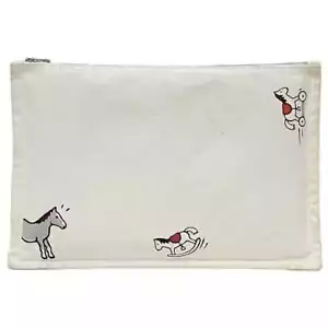 Hermes Pouch ec-22540 White Adada Clutch Bag Canvas Used HERMES Horse - Picture 1 of 10