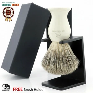 Rasage Brosse Véritable Original Super Blaireau Cheveux Brins Avec Support Set - Picture 1 of 2