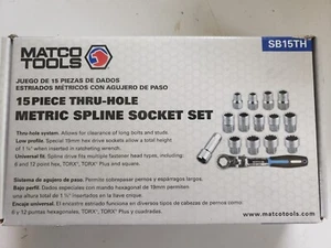 Juego de enchufes Matco Tools SB15TH 15 piezas agujero pasante métrico spline - Imagen 1 de 7