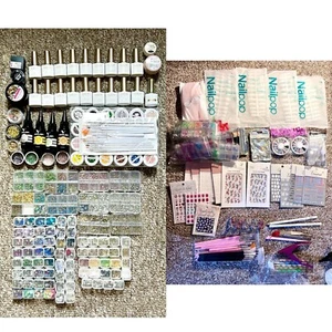 LOT-DIY Gel Nail Manicure Polish Kit UV LampTools Rhinestones Nail Decorations - Picture 1 of 24