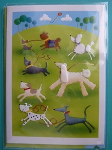 Any Occasion Greeting Card DOGS IN PARK 3-D Embellished Paper Magic Grp - Picture 1 of 2