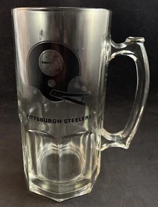 Vintage Pittsburgh Steelers NFL Large Glass Block 40oz. Beer Mug - Picture 1 of 5