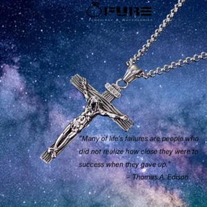 INRI Crucifix Cross Sterling Silver Plated Silver Chain Necklace Jesus Jewelry - Picture 1 of 7