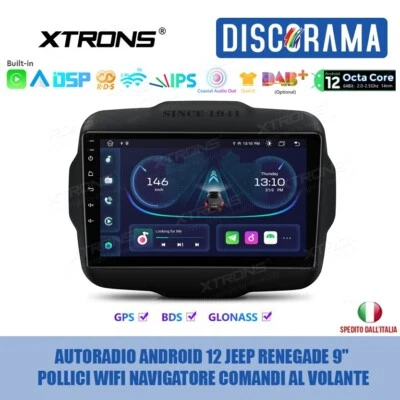 AUTORADIO ANDROID 12 JEEP RENEGADE 9" POLLICI WIFI NAVIGATORE COMANDI AL VOLANTE - Immagine 1 di 4