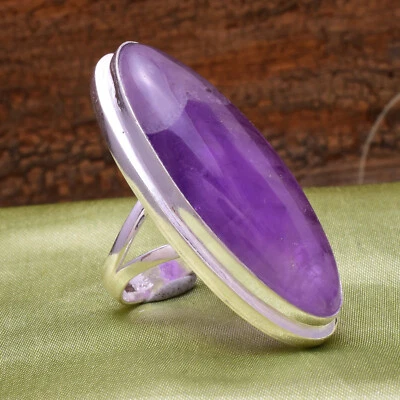 Elegant African Amethyst Gemstone 925 Sterling Silver Handmade Ring All Size - Image 1 of 4