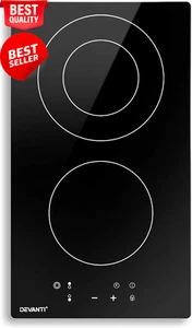 Ceramic Cooktop, 2 Burners 3 Zones, 3200W, Touch Controls, 9 Power Levels, Black - Picture 1 of 12