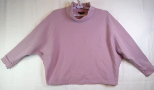BANANA REPUBLIC Womens Mock Neck Cropped Long Sleeves Fleece Sweatshirt XL Mauve - Picture 1 of 7