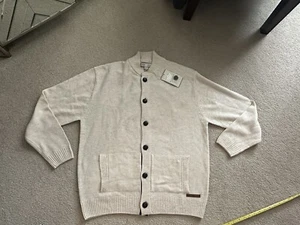 NWT Joseph Abboud Men's Cream and Brown Cardigan Button Sweater XL New - Picture 1 of 10
