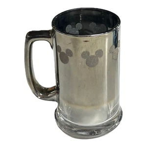 Taza de cristal Disney Mickey Silver Fade Ombre Texturizada Beer Stein años 90 con licencia - Imagen 1 de 10