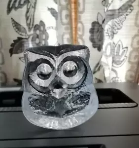 Skruf Swedish Crystal Art Glass Owl Figurine Mid Century Modern MCM 3.5" Tall - Picture 1 of 6