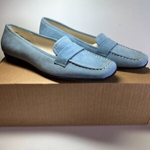 Chadwicks Womens Suede Shoes SZ 8.5 Blue Comfort Loafer Leather Slip On