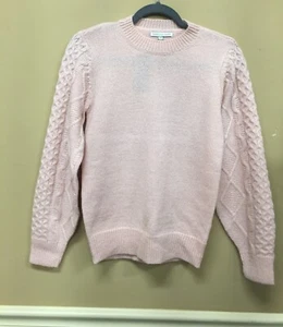 Rebecca Minkoff Penny Cable-Sleeve Sweater Pale Pink XXS NWT - Picture 1 of 5