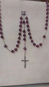 Rosenkranz Silber 925 mit Körnungen aus echtem Amethyst Stein 12 mm - Bild 1 von 2