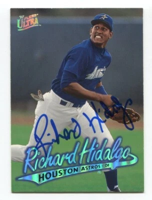 Tarjeta autografiada de béisbol Fleer Ultra Richard Hidalgo 1997 firmada automática #207 Foto 1 de 2