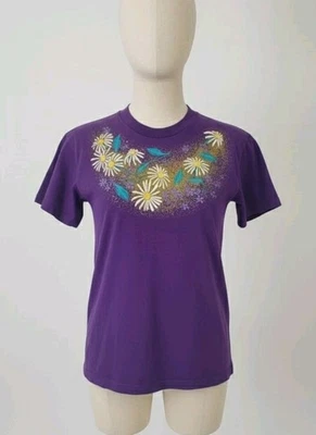 Anvil Purple with Daisies T Shirt Size Large   Made in the USA - Image 1 of 4