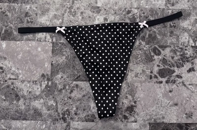 NWT VICTORIA'S SECRET O/S SMOOTH WHITE POLKA DOT VINTAGE RARE THONG PANTIES - Image 1 of 3